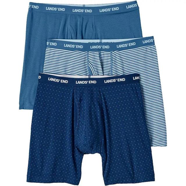 Big & Tall Lands End Comfort Knit Boxer 3-Pack, Mens Blue Product Image