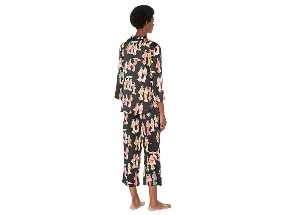 N by Natori Geisha Satin PJ Set (Black Multi) Women's Pajama Sets Product Image