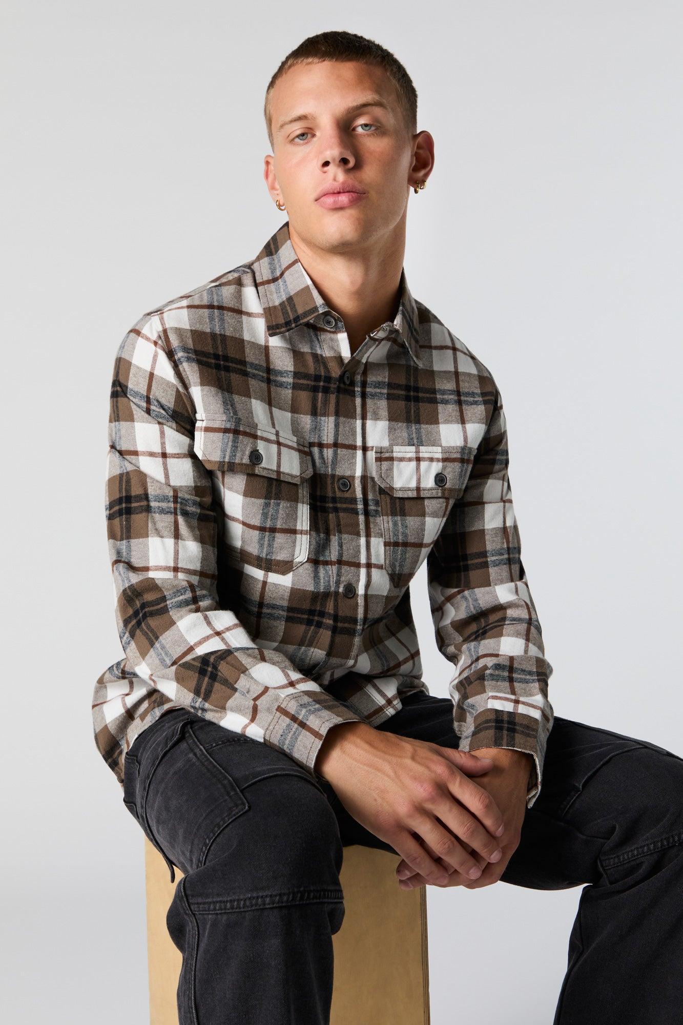 Plaid Button-Up Top Male Product Image