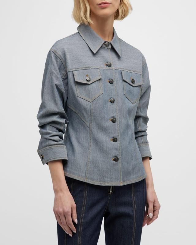 Womens Canyon Scrunched-Sleeve Denim Jacket Product Image