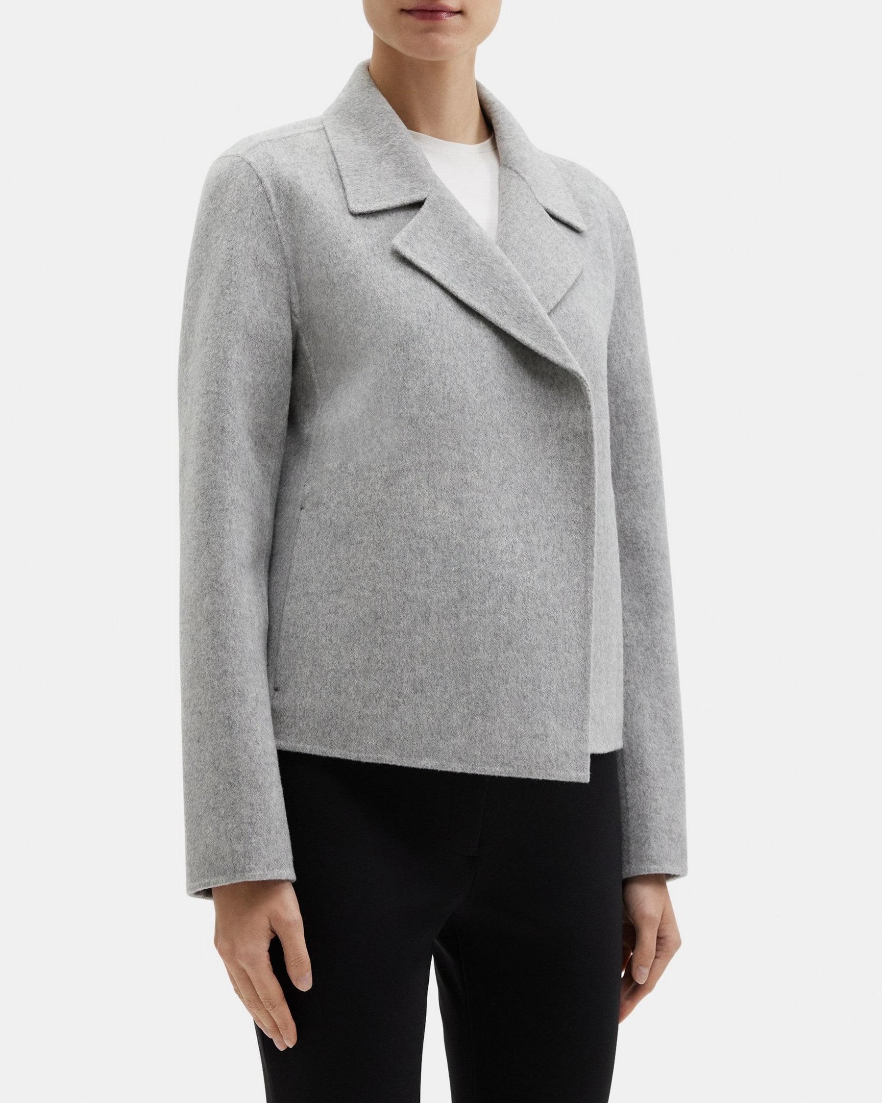 Cropped Open Front Jacket in Double-Face Wool-Cashmere Product Image