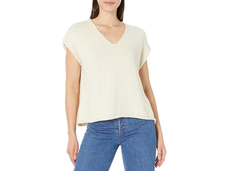 Eileen Fisher V-Neck Square Top (Soft White) Women's Clothing Product Image