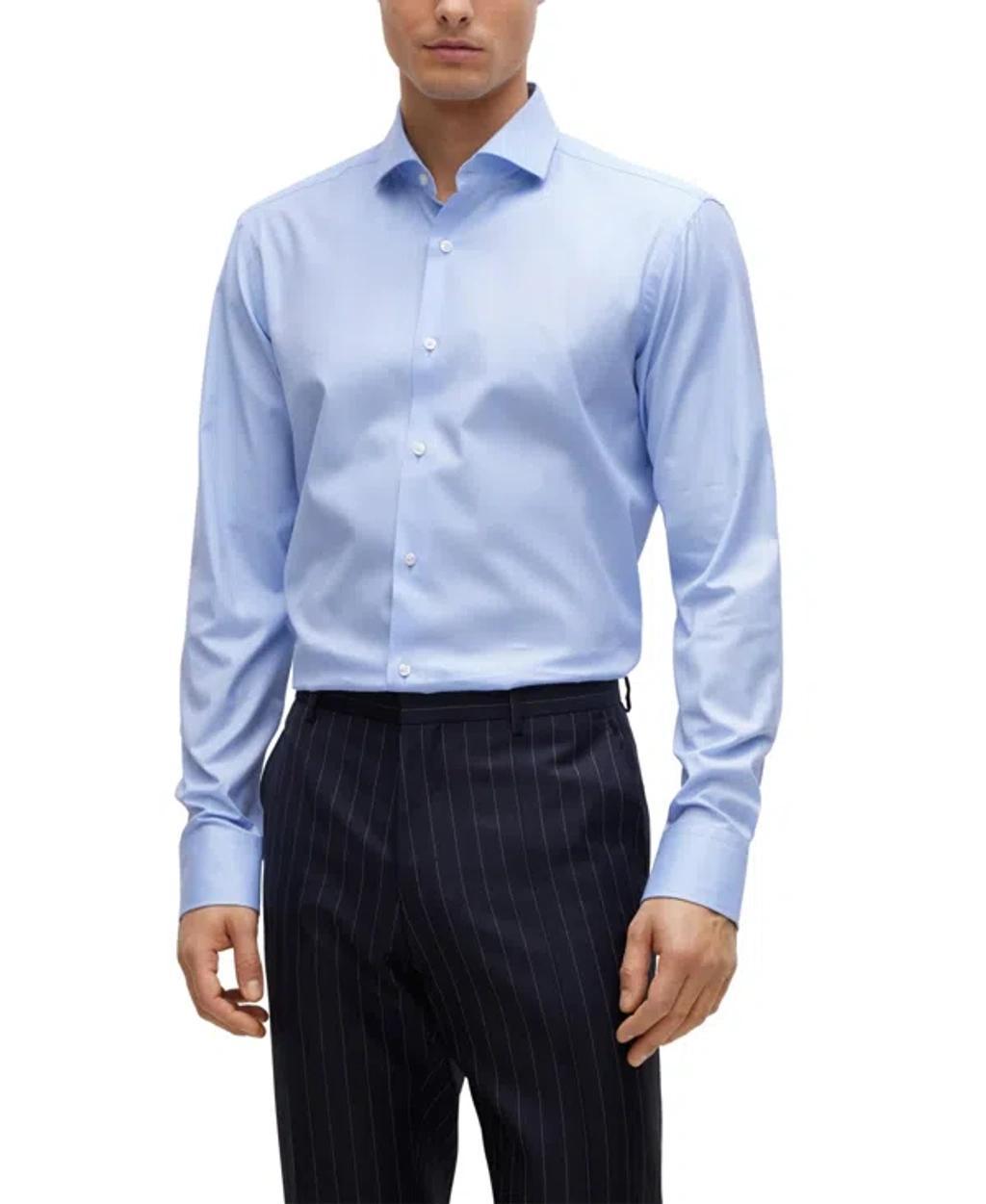 Boss by Hugo Boss Mens Stretch-Cotton Twill Regular-Fit Dress Shirt - Light Past Product Image