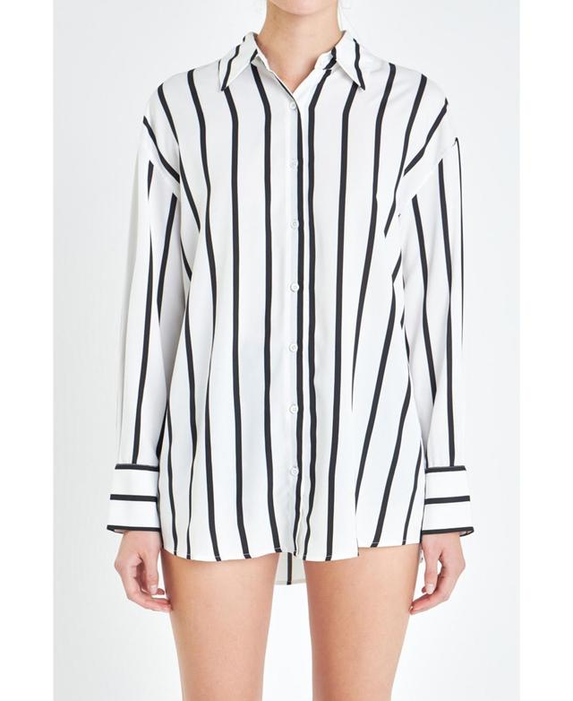 Grey Lab Womens Wide Stripe Shirt - White Product Image