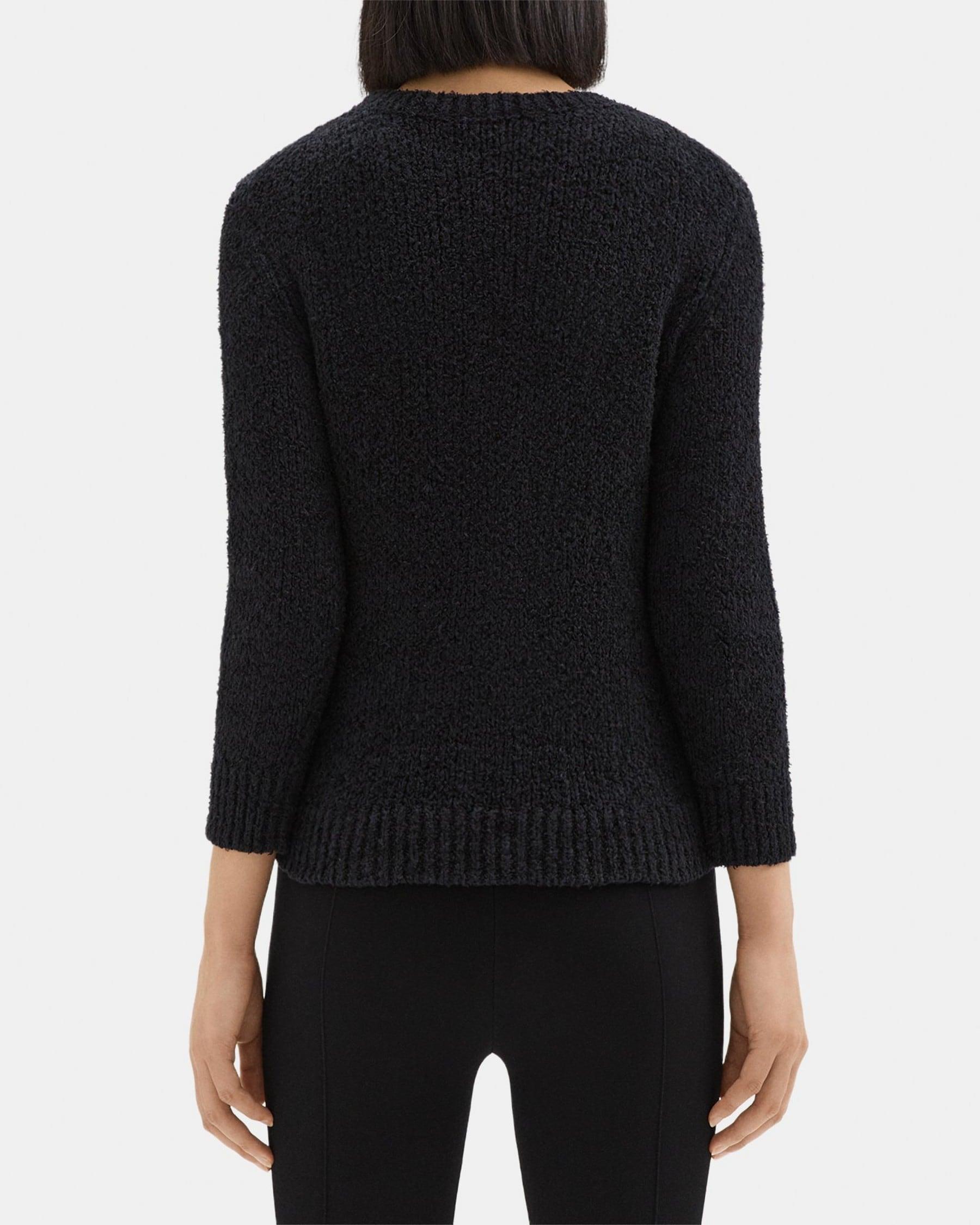 Shrunken Crewneck Sweater in Feather Cotton-Blend Product Image