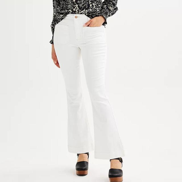 Womens Sonoma Goods For Life Premium Patch Pocket Flare Jeans White Product Image