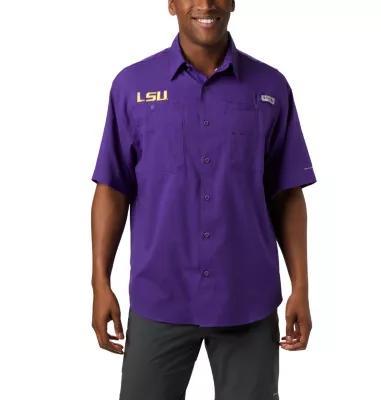 Columbia Mens Collegiate PFG Tamiami Short Sleeve Shirt - LSU- Product Image