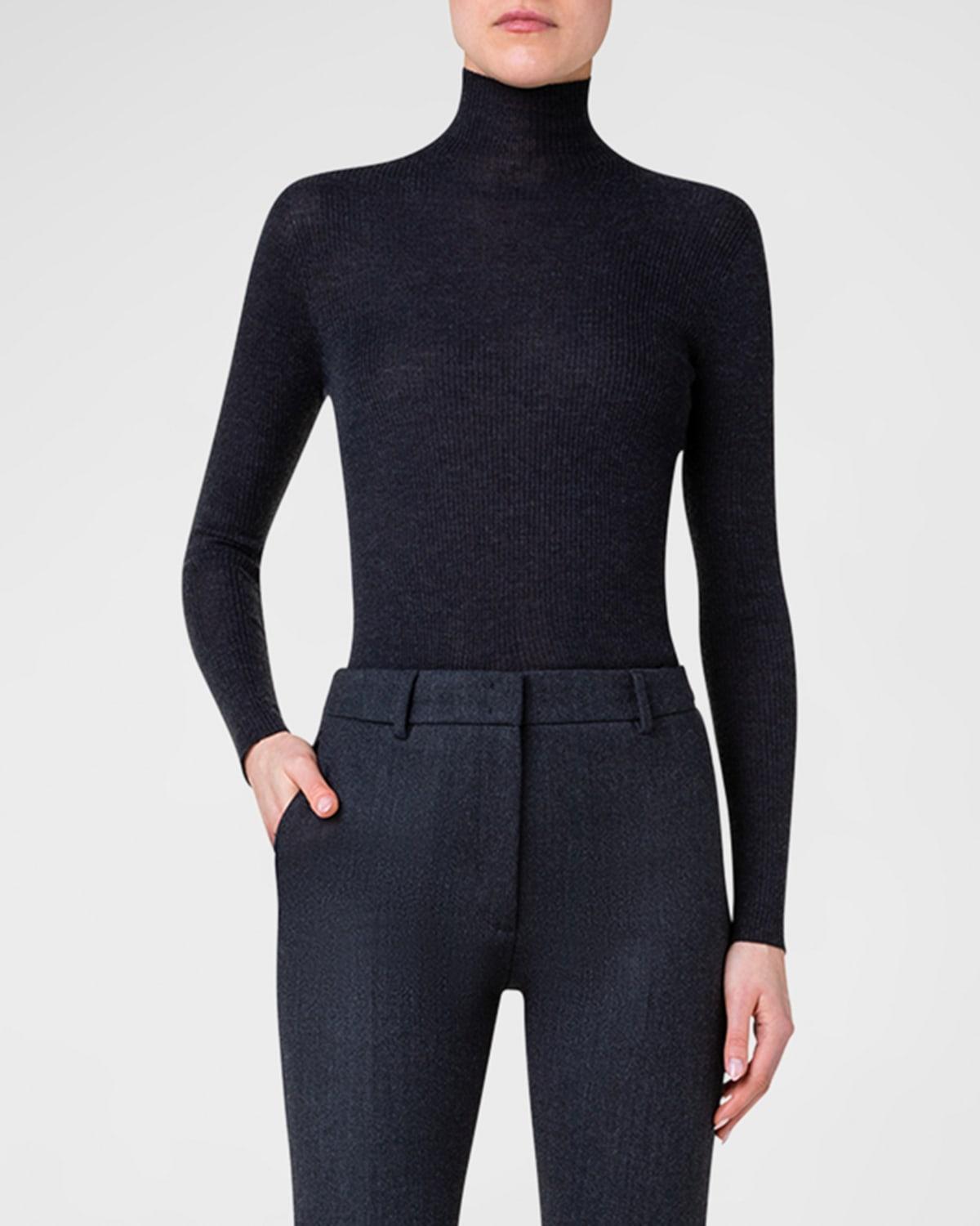 Womens Rib-Knit Turtleneck Sweater Product Image