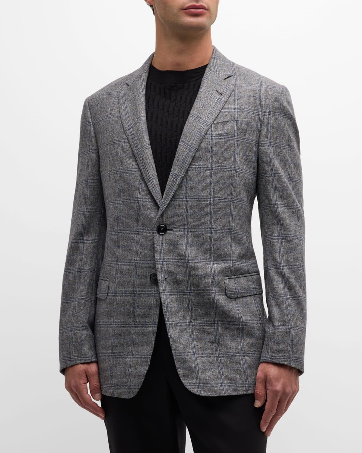 Mens Windowpane Wool-Cashmere Blazer Product Image