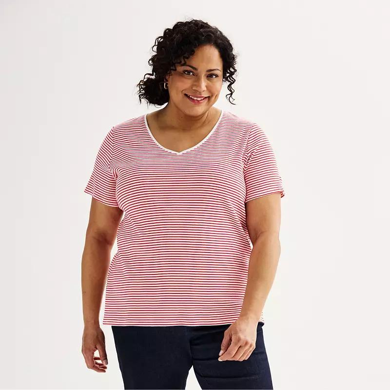 Plus Size Croft & Barrow Essential V-Neck Tee, Womens Product Image