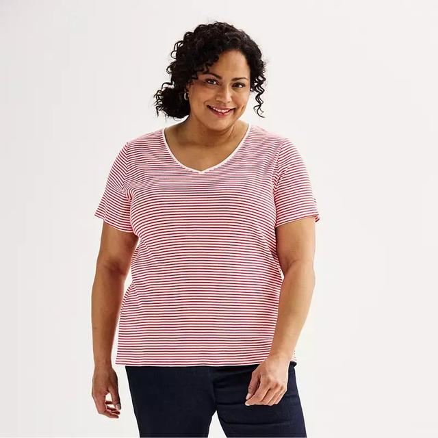 Plus Size Croft & Barrow Essential V-Neck Tee, Womens Product Image