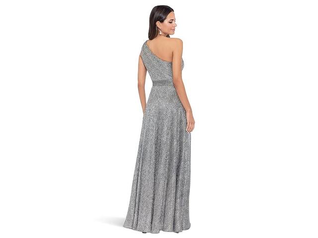 Betsy & Adam Metallic One-Shoulder Crinkle Gown Product Image