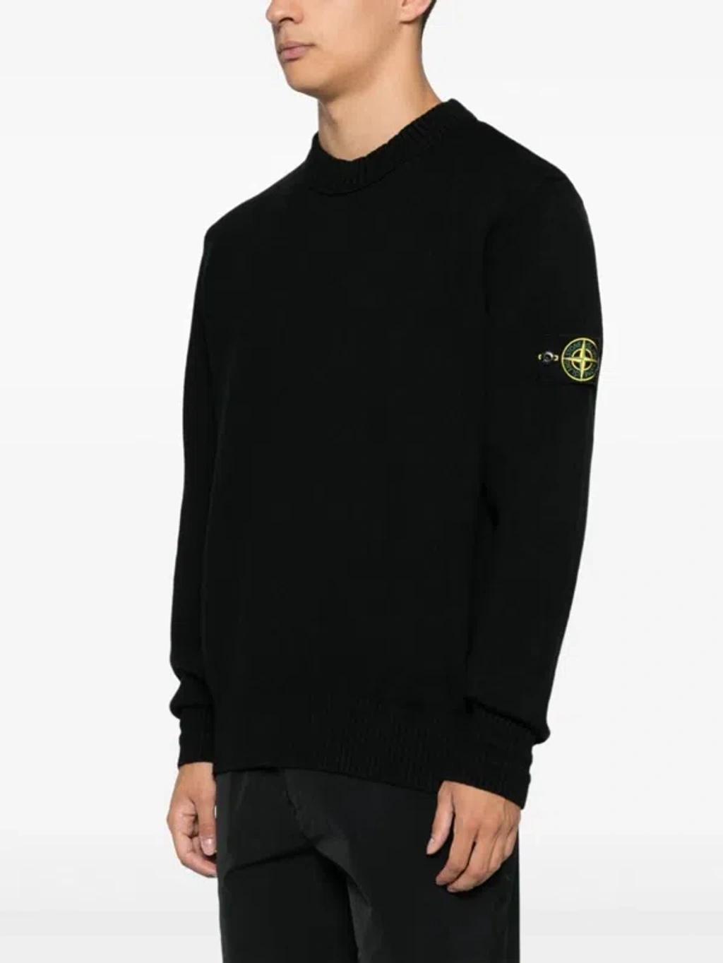 STONE ISLAND Cozy Knit Sweater For Men In Black Product Image