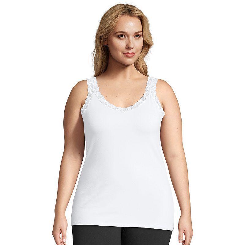 Plus Size Just My Size Jersey Lace Trim Tank Top, Womens Product Image