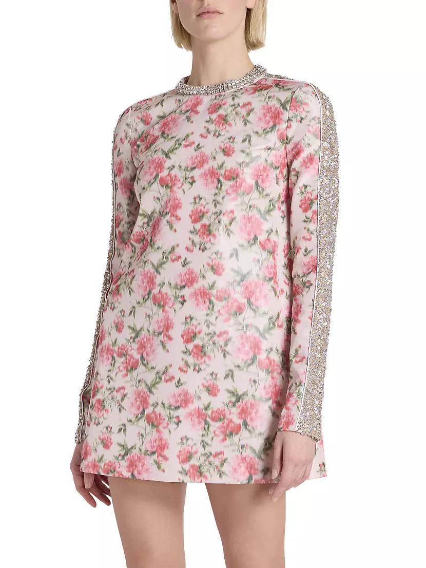 Floral Silk-Blend Minidress Product Image