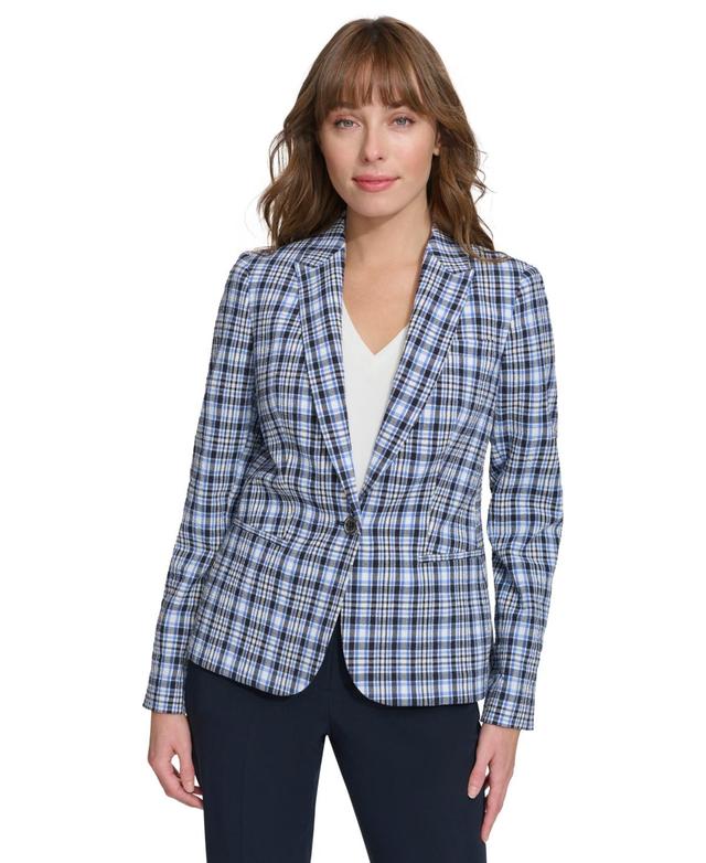 Tommy Hilfiger Womens Plaid One-Button Blazer - Midnight Product Image