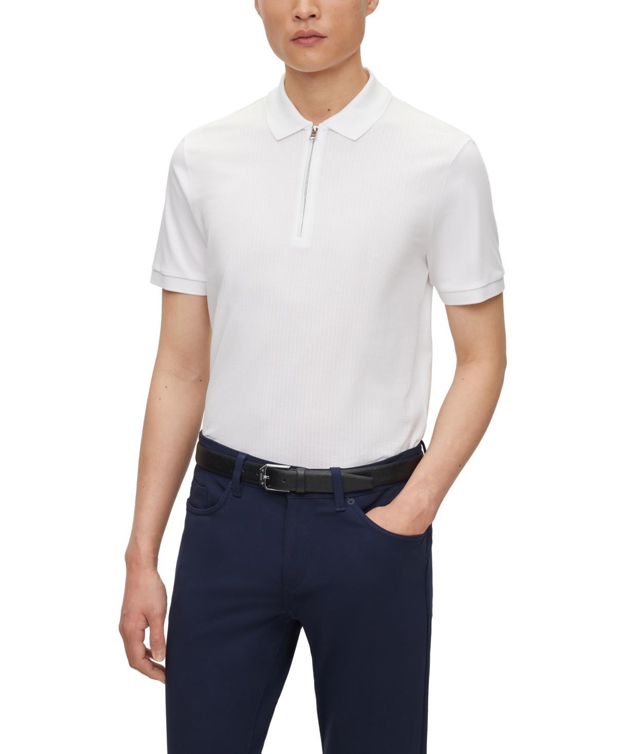 Boss by Hugo Boss Mens Zip Placket Slim-Fit Polo Shirt Product Image