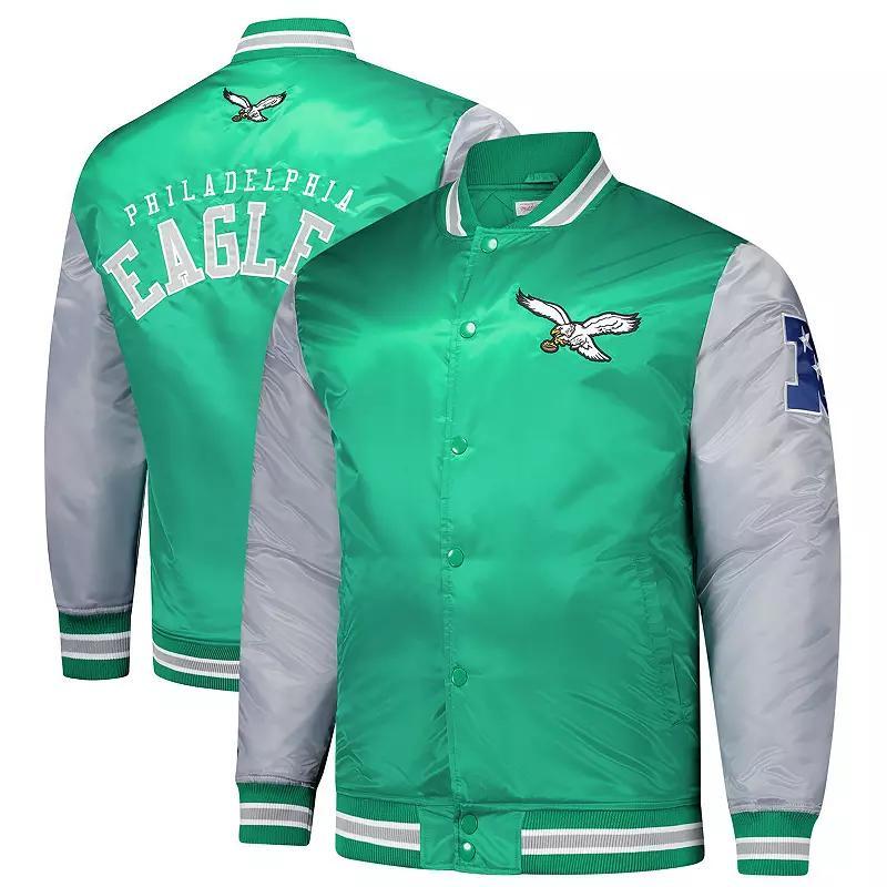 Mens Mitchell & Ness Kelly Philadelphia Eagles Team Satin Jacket Product Image