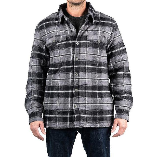 Mens Sonoma Goods For Life Flannel Sherpa-Lined Shirt Jacket Grey Black Product Image