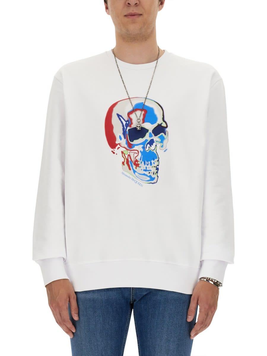 Skull-print Cotton Sweatshirt In White Product Image