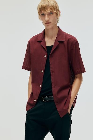 Regular Fit Textured-weave Resort Shirt Product Image