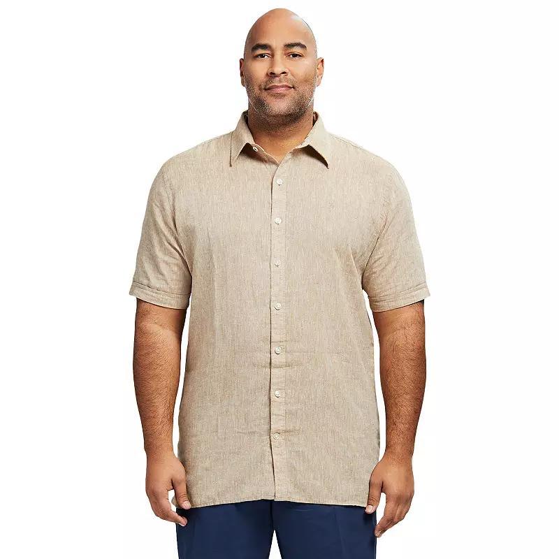 Big & Tall IZOD Linen Blend Short Sleeve Button-Down Shirt, Mens Product Image