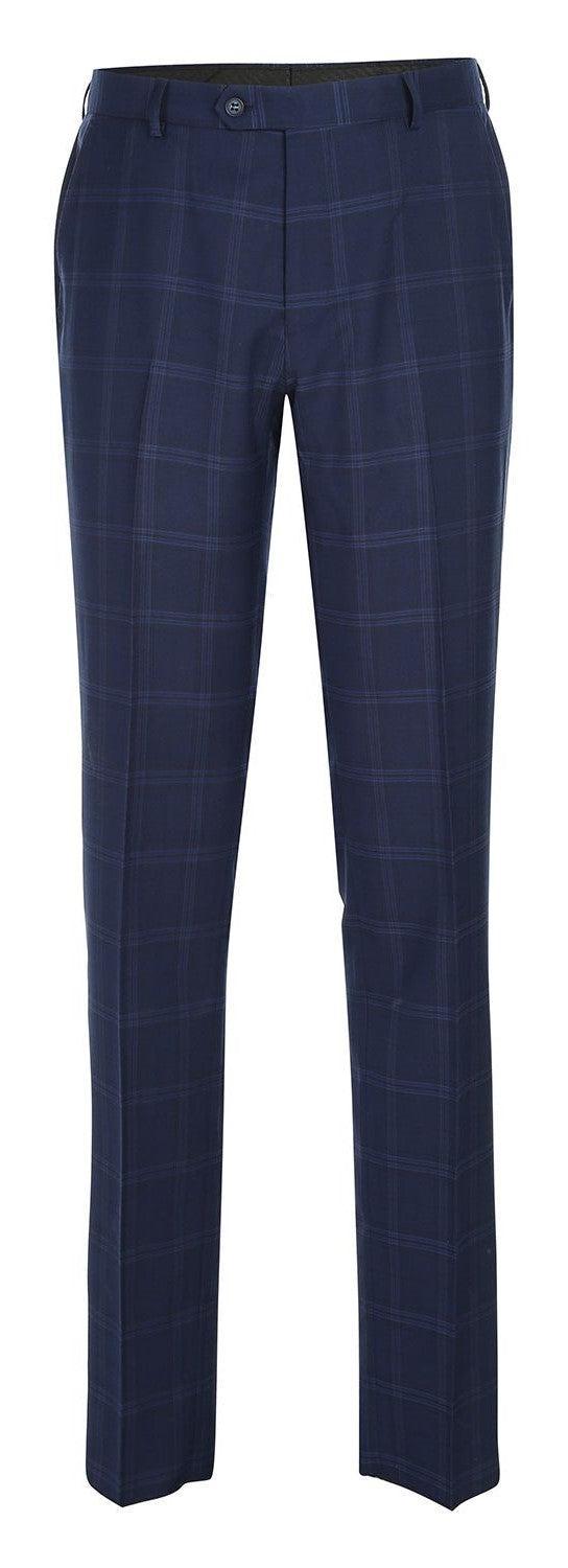 Regular Fit 2 Piece Windowpane Suit Blue Product Image