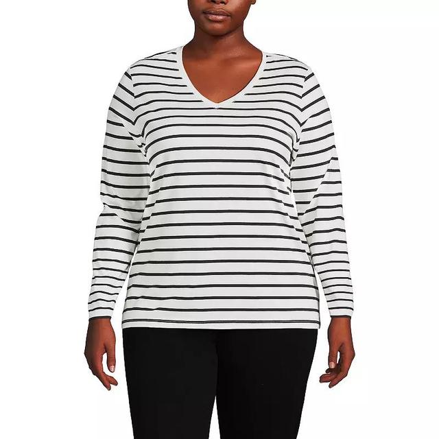 Plus Size Lands End Relaxed-Fit Supima Cotton V-Neck Tee, Womens Product Image