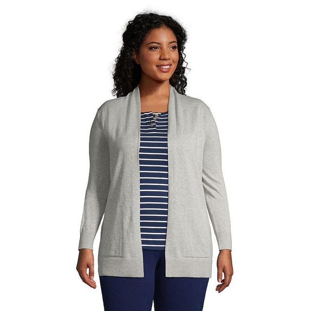 Plus Size Lands End Draped Open-Front Long Cardigan Sweater, Womens Product Image