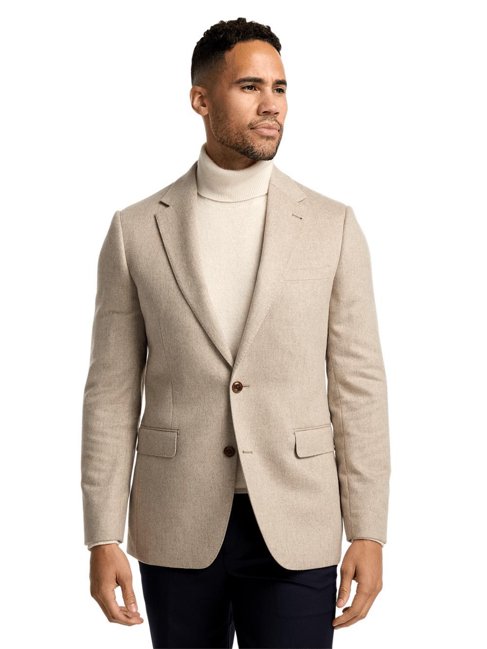 Cashmere Single Breasted Notch Lapel Sport Coat - Oatmeal Product Image