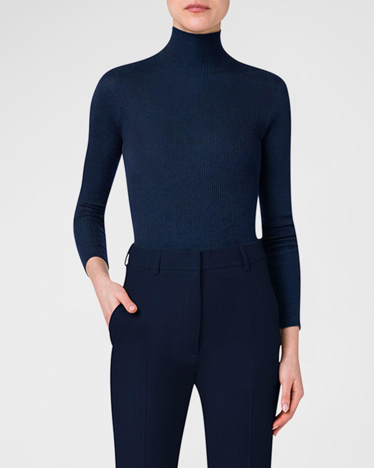 Womens Rib-Knit Turtleneck Sweater product image