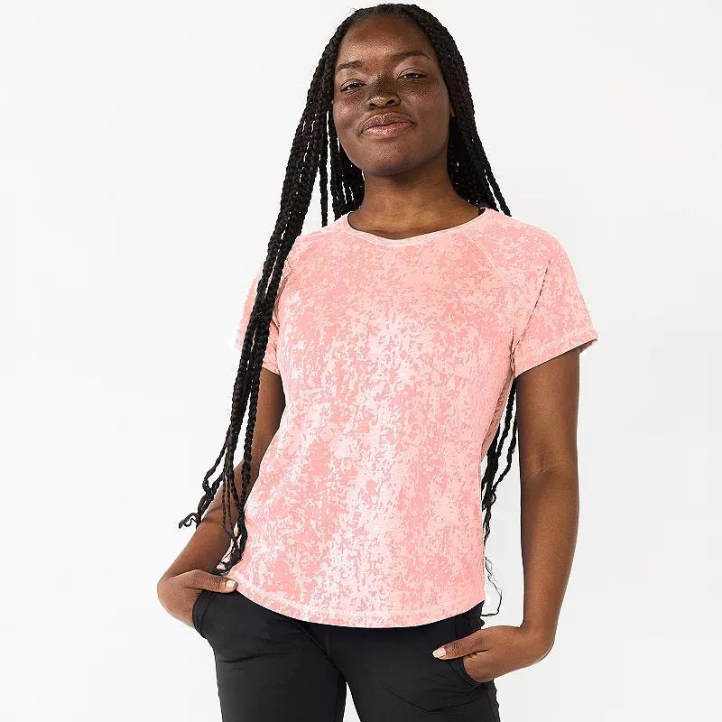 Petite Tek Gear Core Raglan Tee, Womens Pink Burnout Product Image