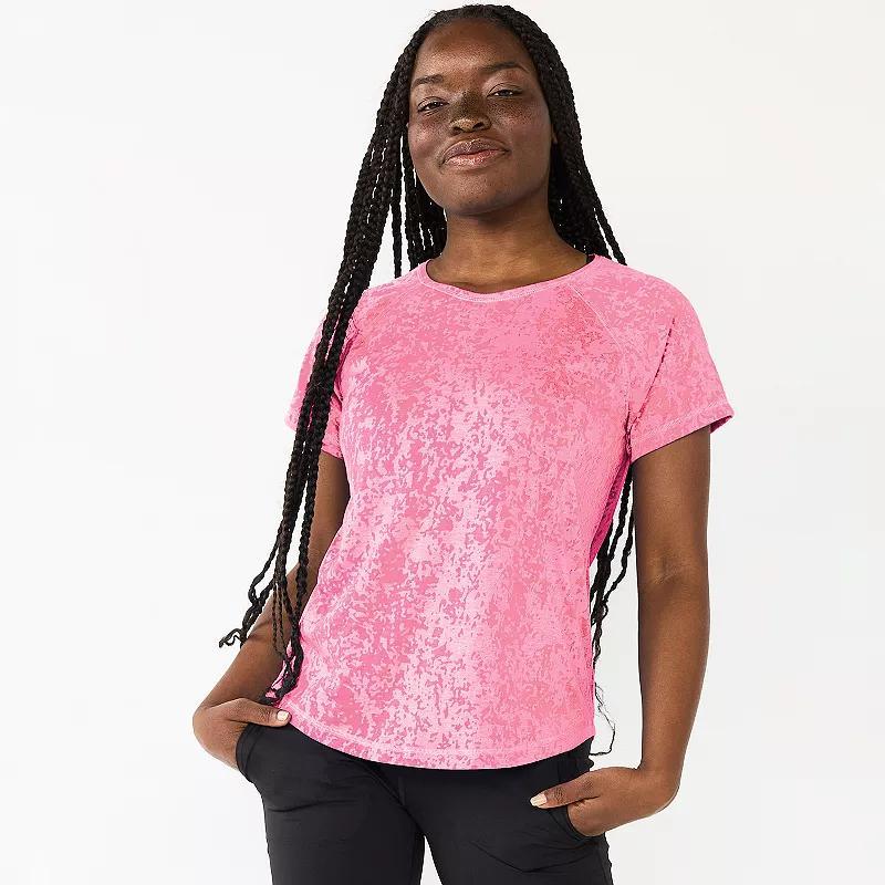 Womens Tek Gear Core Raglan Tee Pink Burnout Product Image