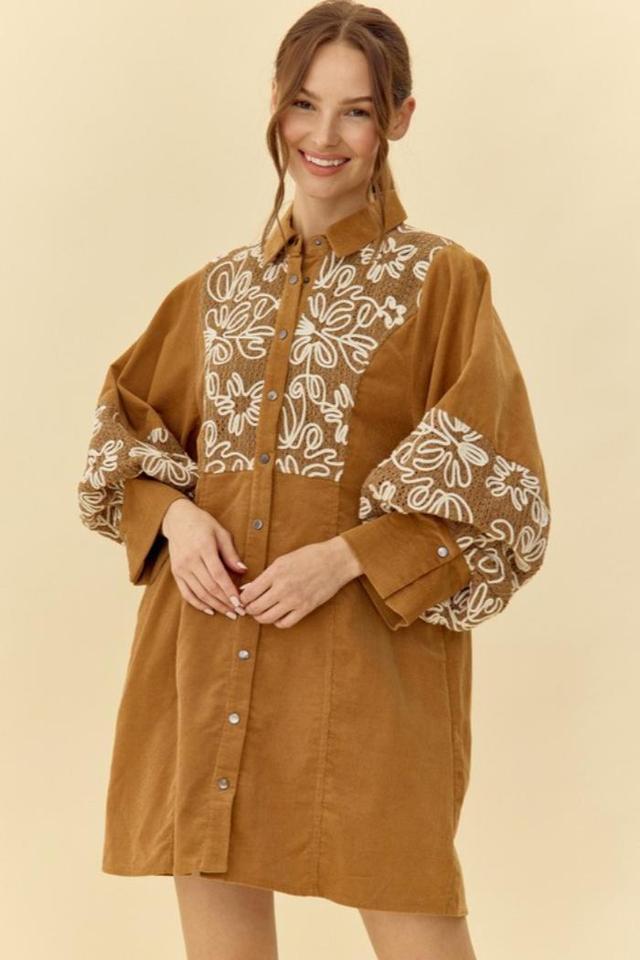 Embroidered Snap Front Dress Product Image