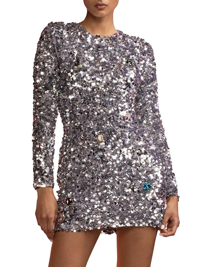 Womens Sequin & Rhinestone Embellished Minidress Product Image