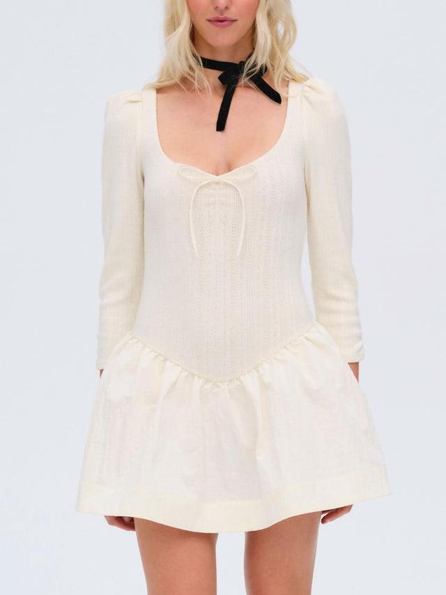 Aliyah Pointelle Mini Dress — Ivory Product Image