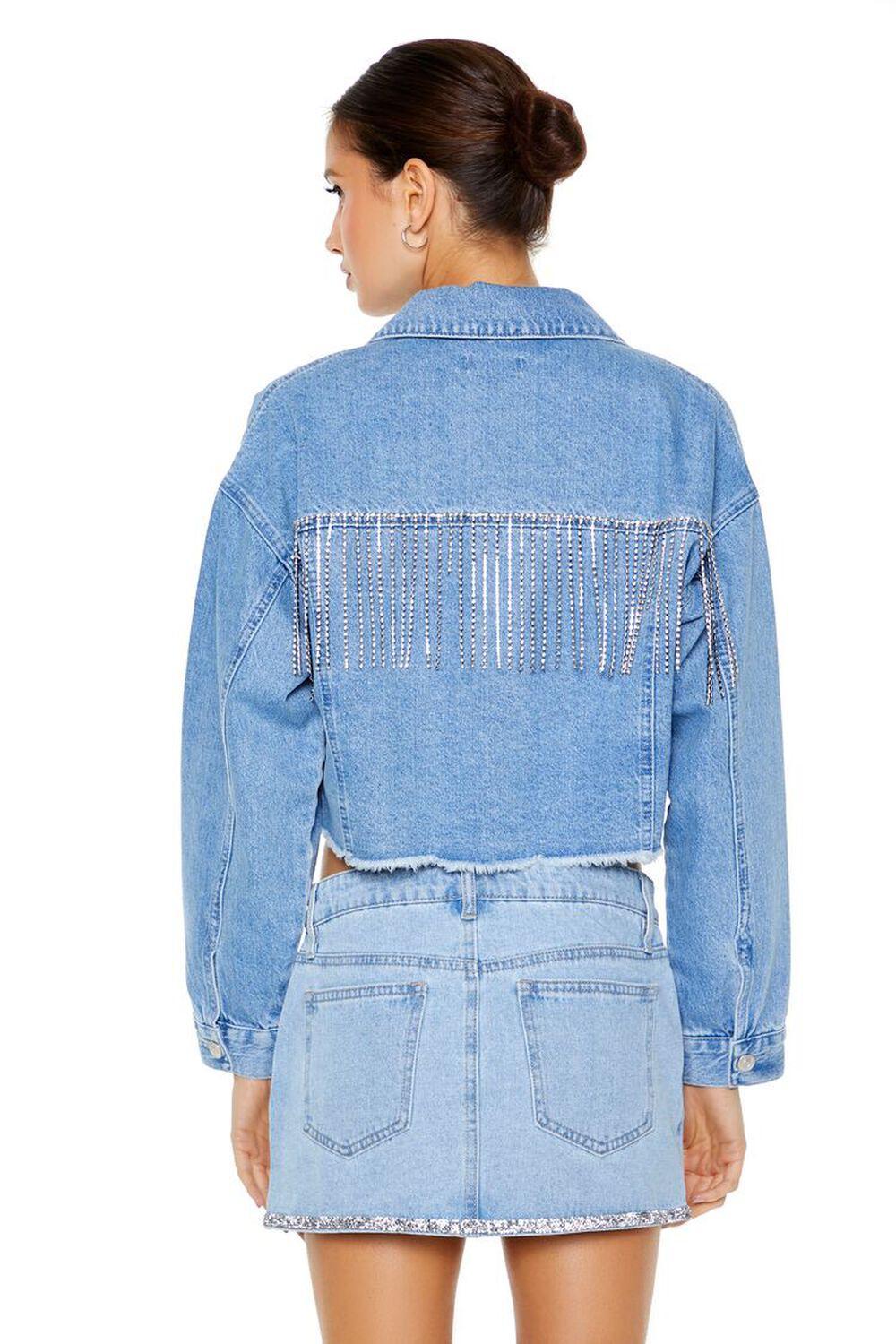 Rhinestone-Trim Denim Trucker Jacket | Forever 21 Product Image