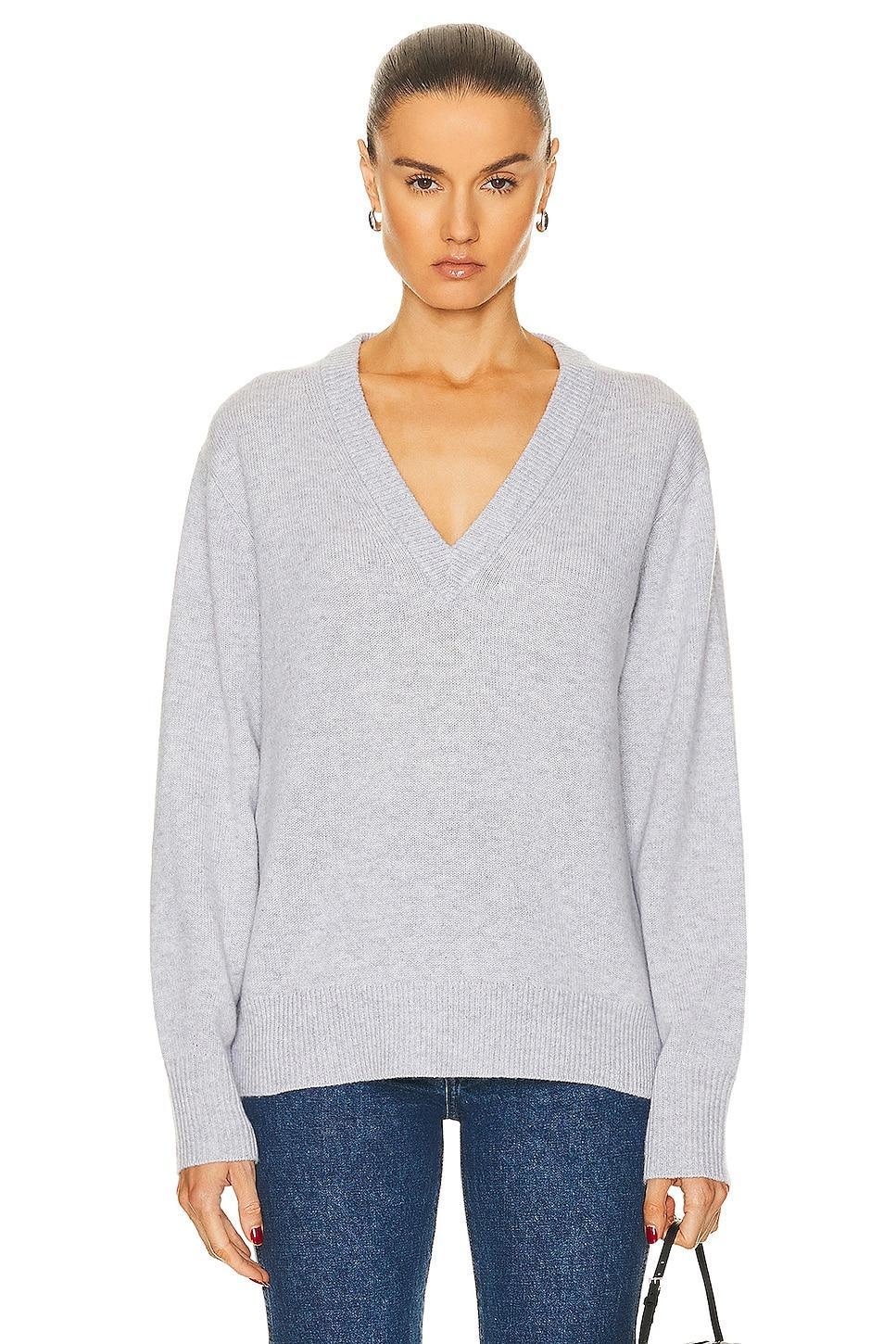 Guest In Residence The V Sweater in Stone - Grey. Size S (also in L, M, XS). Product Image