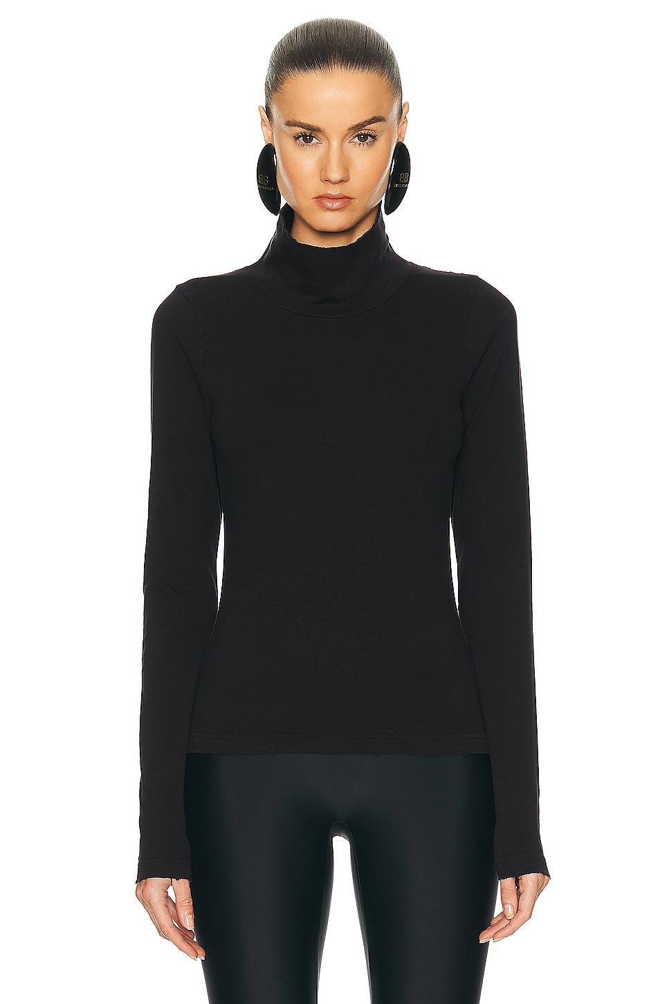 Balenciaga Turtleneck Seamless Sweater in Black Product Image