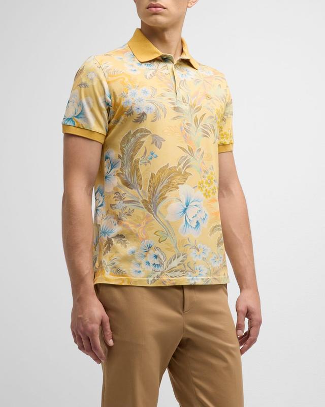 Mens Floral-Print Polo Shirt Product Image