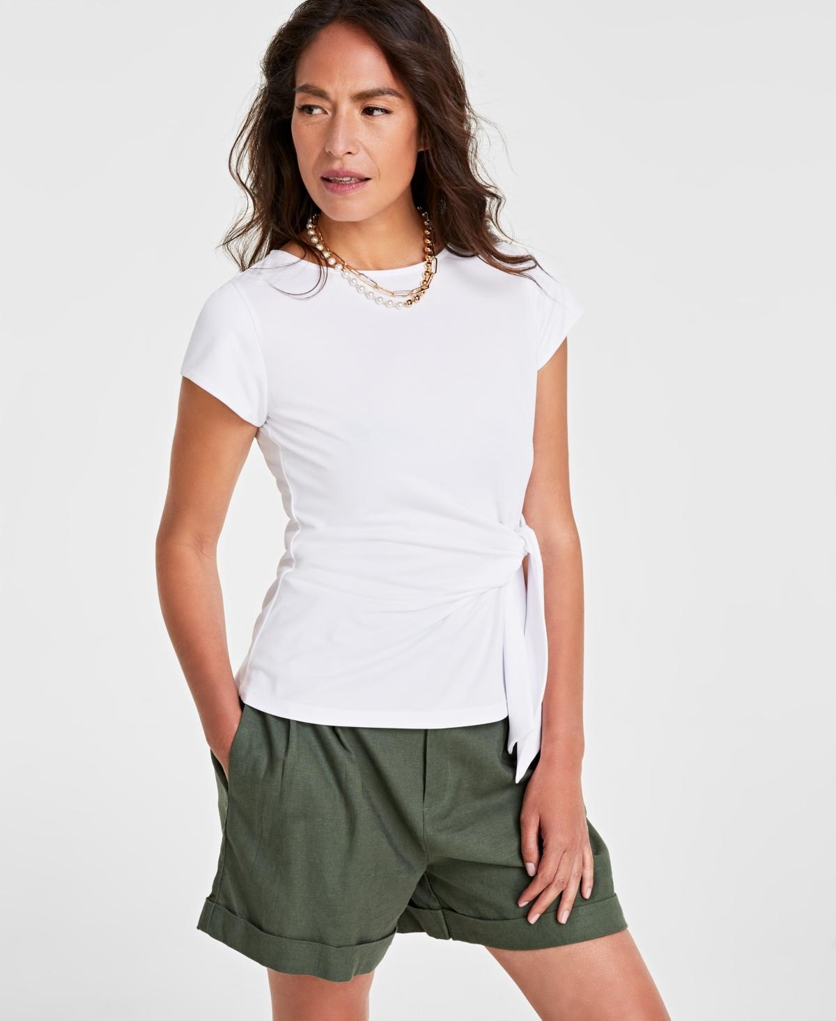 On 34th Womens Knit Side-Tie T-Shirt, Created for Macys Product Image