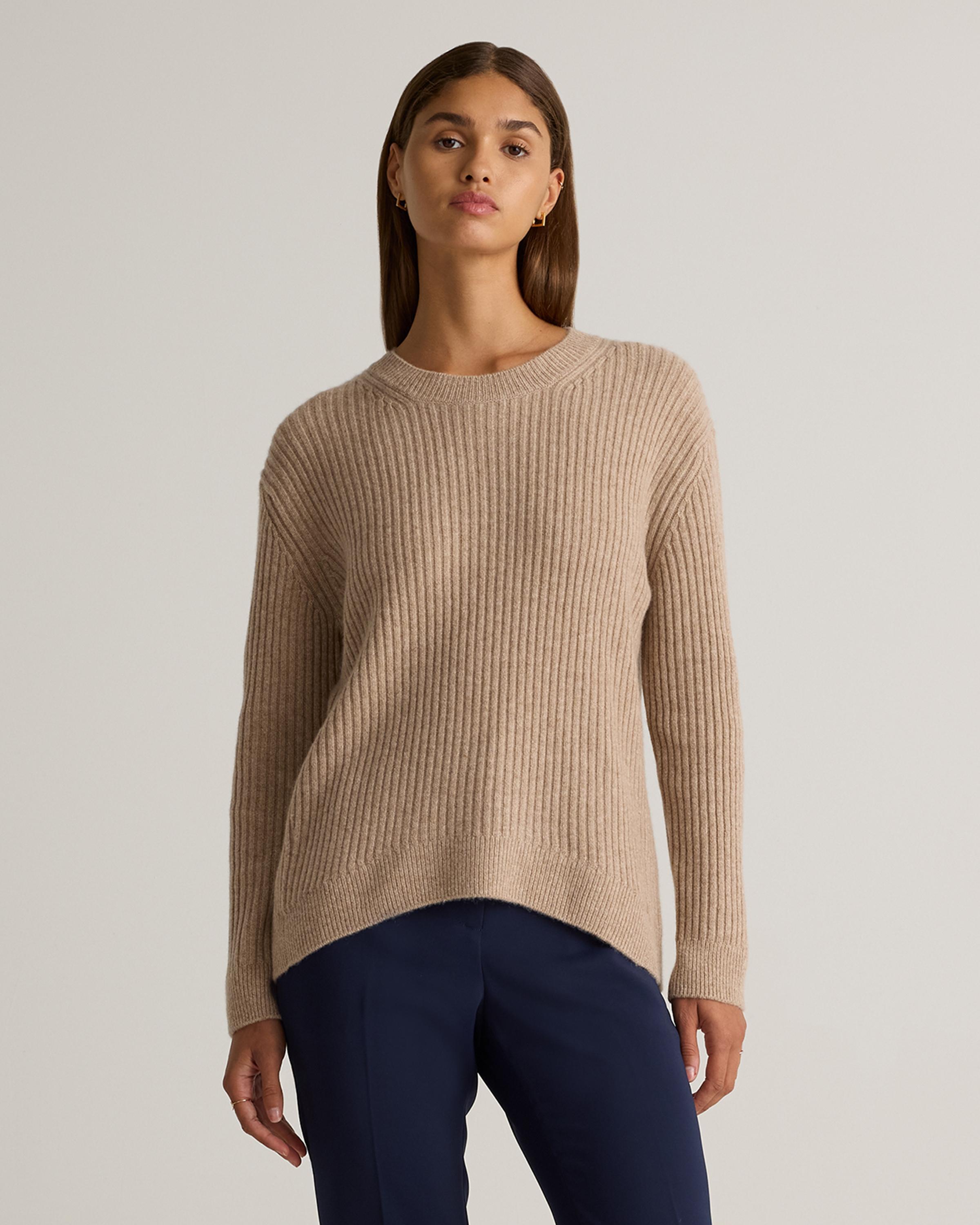 Mongolian Cashmere Relaxed Wide-Rib Crewneck Sweater Product Image