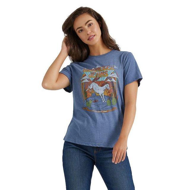 Womens Wrangler Graphic Tee Vintage Indigo Grey Product Image