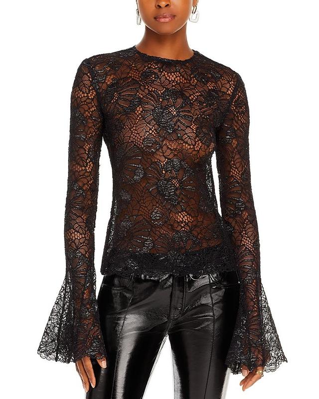 Womens Lace Bell-Sleeve Top Product Image