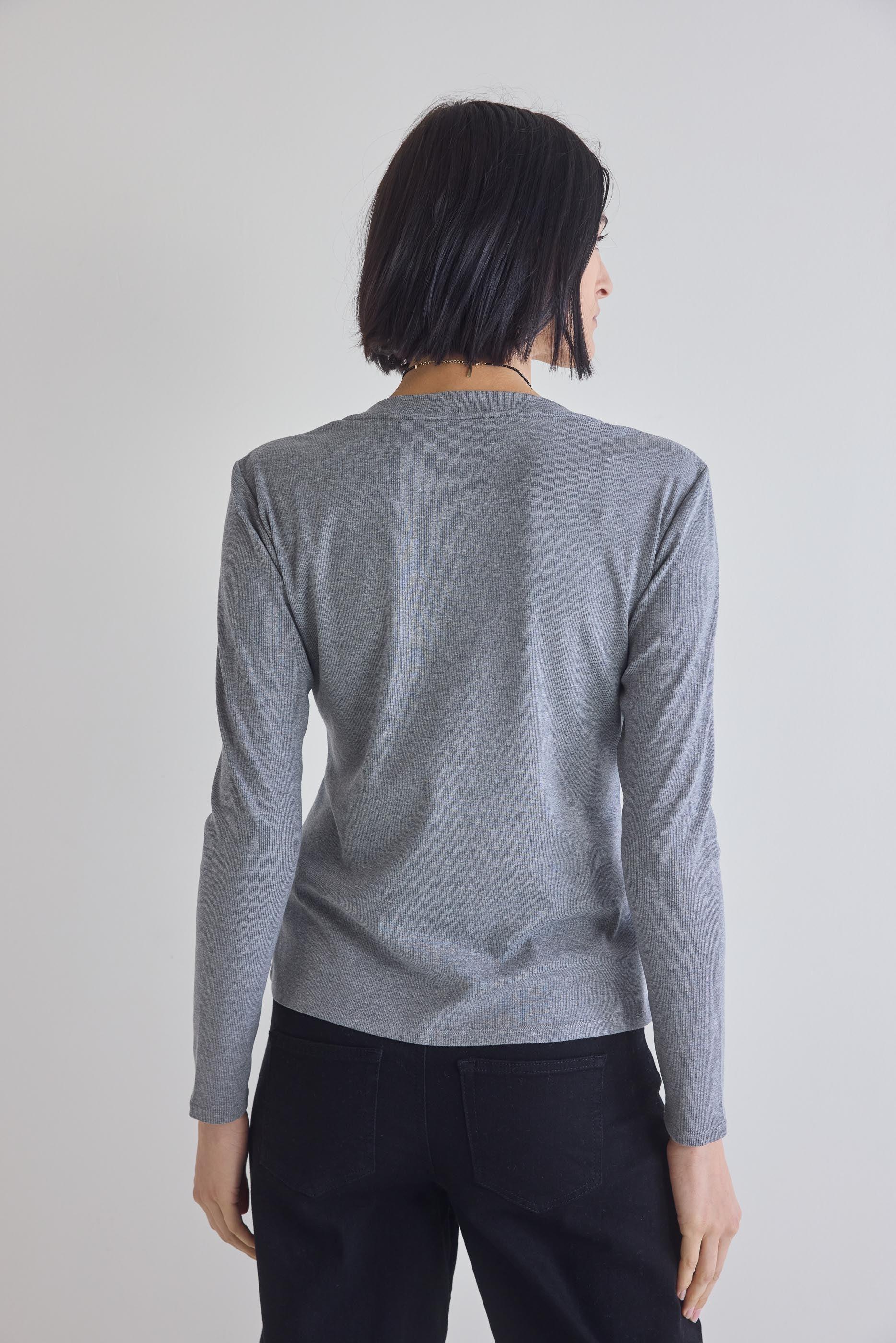 The Ribbed Long Sleeve V-Neck Product Image