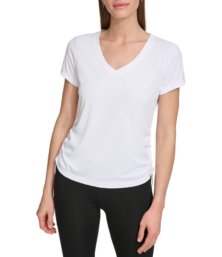 DKNY by Donna Karan V-Neck Short Sleeve Ruched Side Tee Product Image