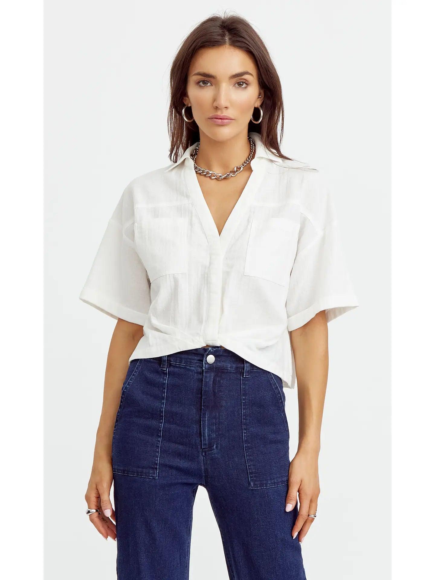 Maria Tucked Cropped Shirt Product Image