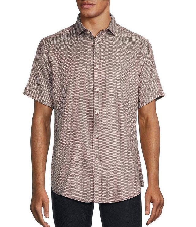 Murano Classic-Fit Square Print Dobby Short-Sleeve Shirt Product Image