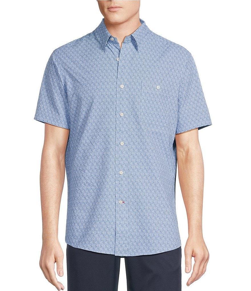 Cremieux Blue Label Performance Stretch Seahorse Print Seersucker Short Sleeve Woven Shirt Product Image