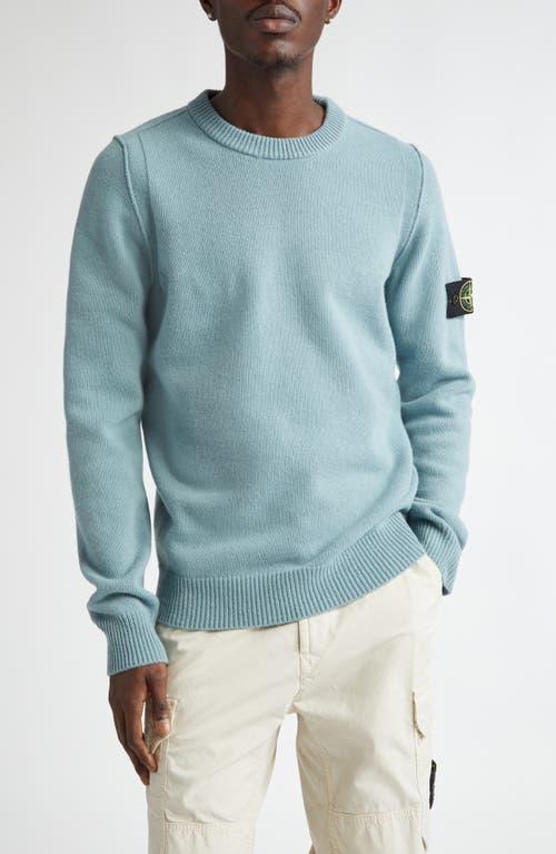 STONE ISLAND Compass Logo Wool Blend Crewneck Sweater In Grey Green Product Image